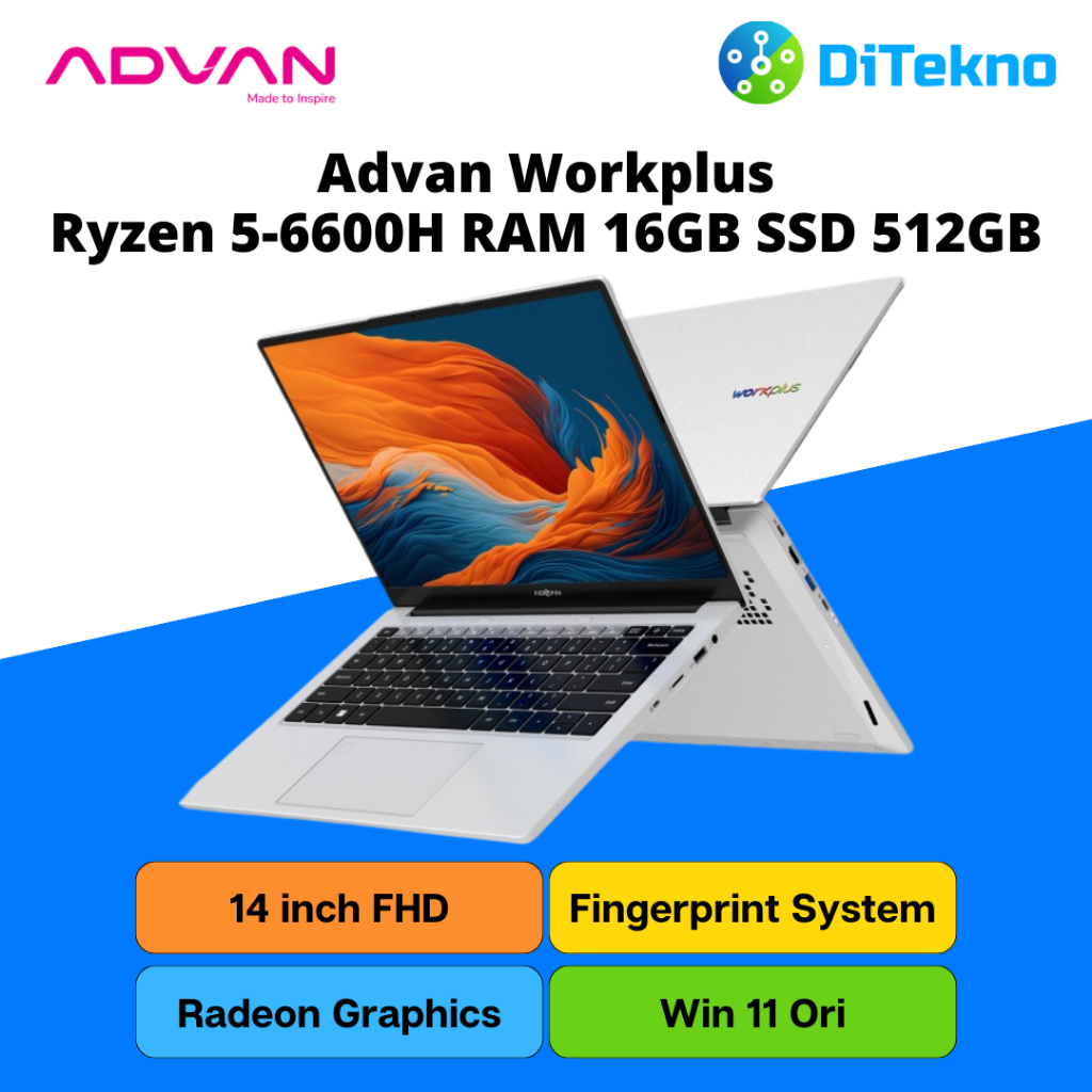 Jual Advan Workplus Ryzen 5 6600H RAM 16GB SSD 512GB 14Inch WIN 11 ...