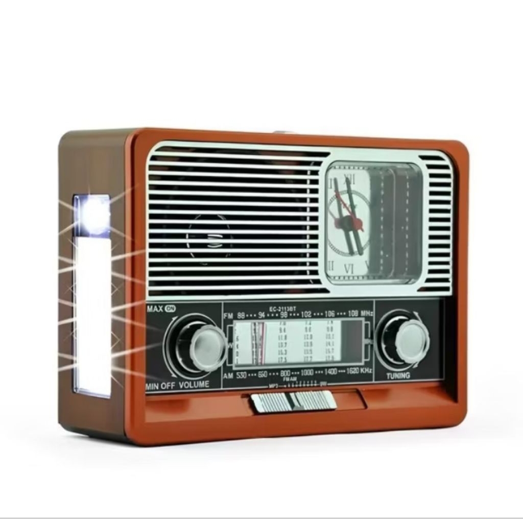 Jual fleco f-105 radio jam radio FM AM SW 1-6 radio cass dan baterai ...