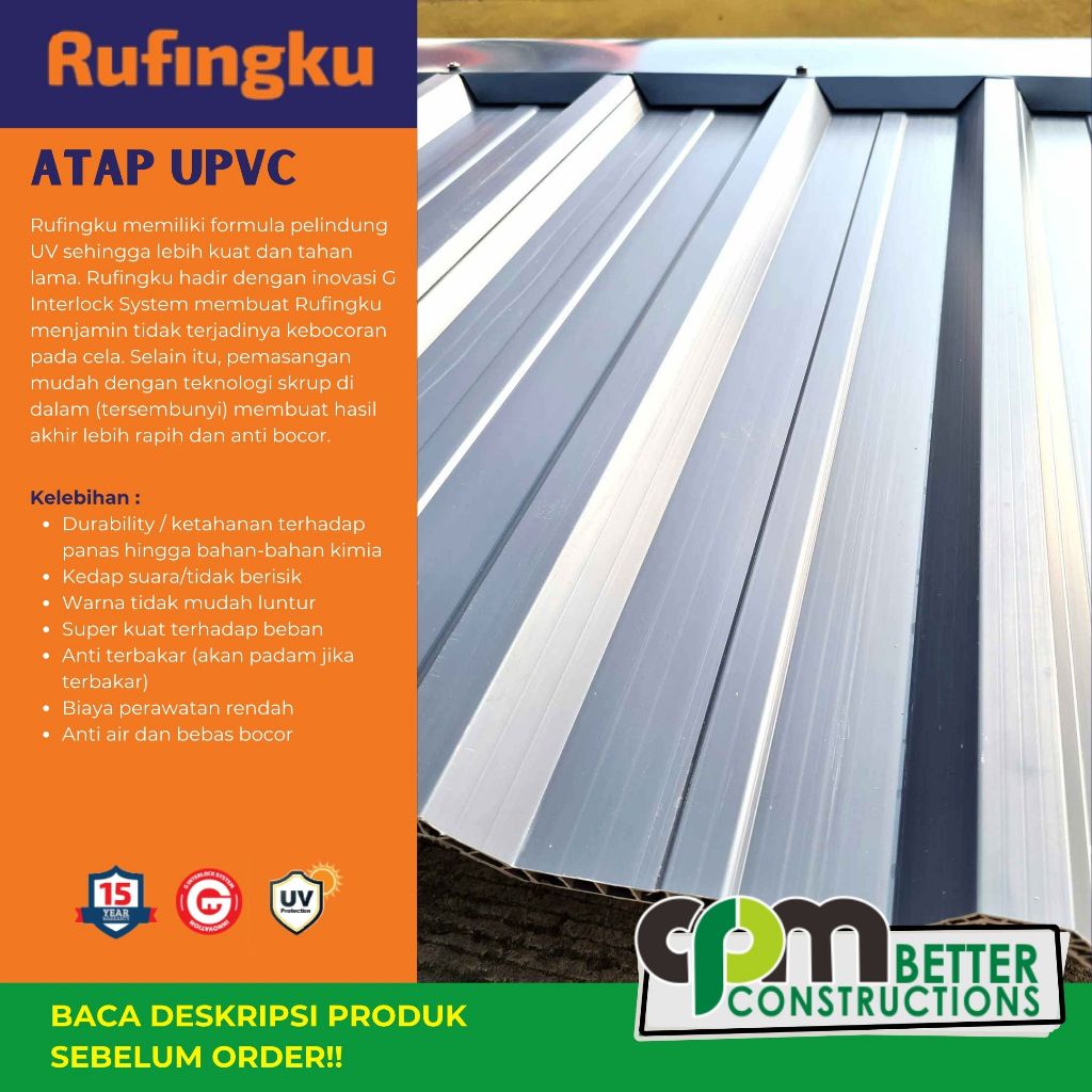 Jual Rufingku Atap UPVC tebal 12mm & 15mm Garansi Anti Bocor 15Th ...