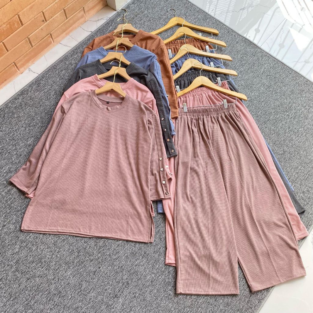 Jual Movina Set Knit -Setelan Wanita Kancing Jumbo | Shopee Indonesia