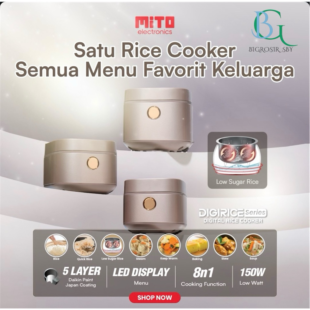 Jual MITO DIGITAL RICE COOKER 1,8 LITER R18 - RICE COOKER LOW SUGAR ...