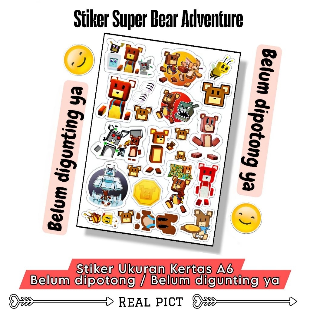Jual Sticker Unik Lucu Tema Super Bear Adventure / Sticker Karakter ...