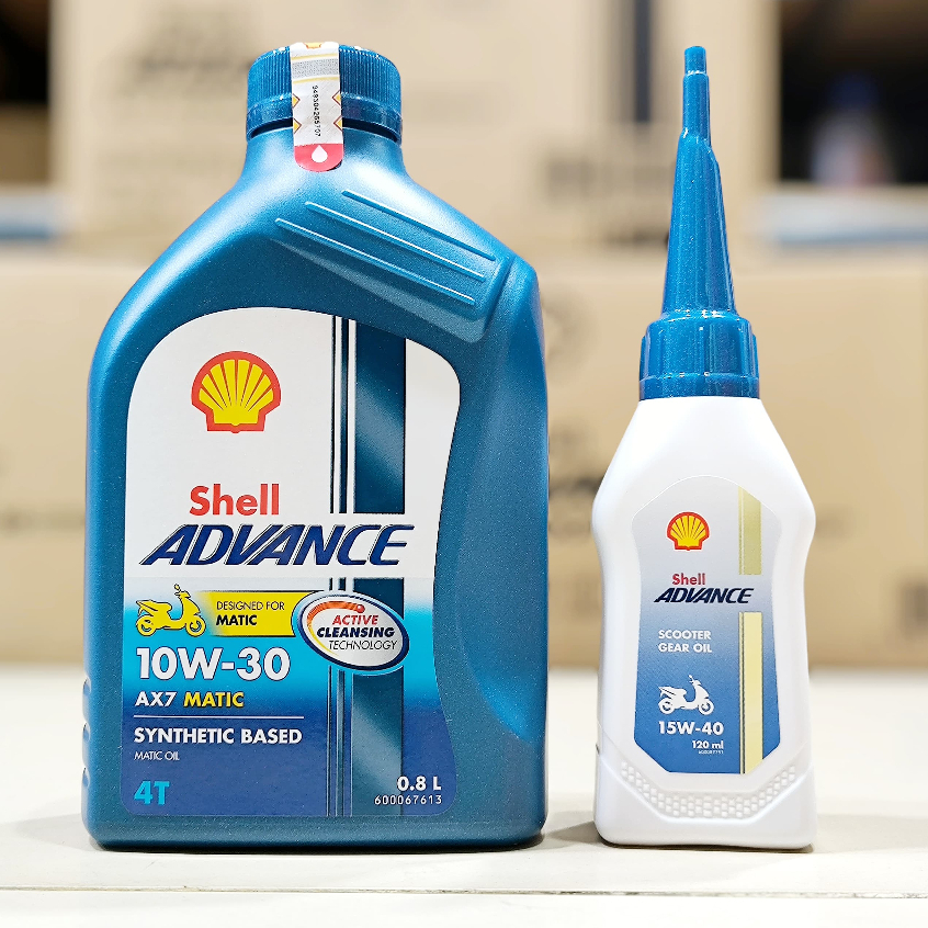 Jual SHELL AX7 ADVANCE SCOOTER PAKET OLI MATIC 10W30 0.8L TERMASUK OLI ...