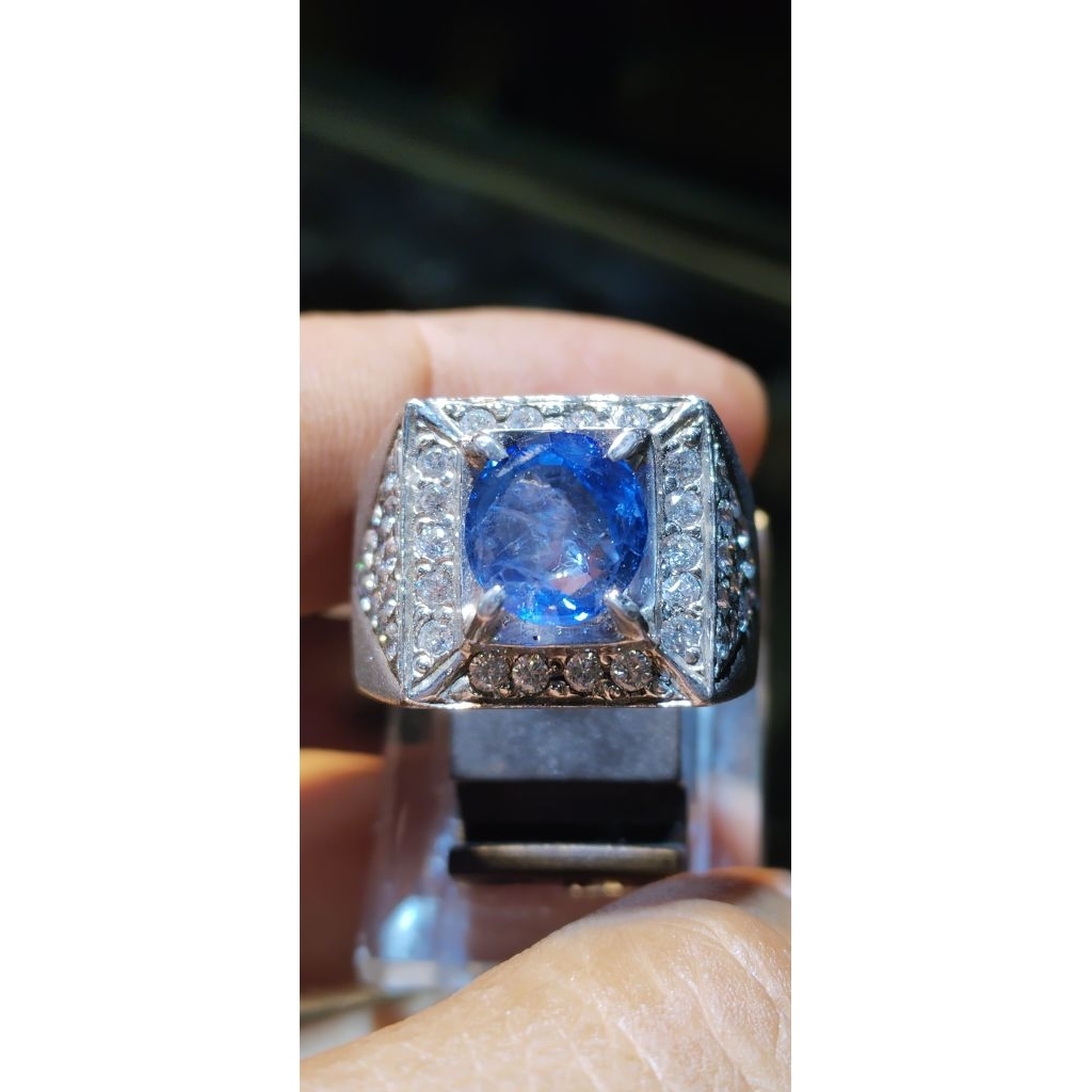 Jual 1. Cincin Blue Sapphire Srilangka 3.01ct Perak Handmade Micro ...