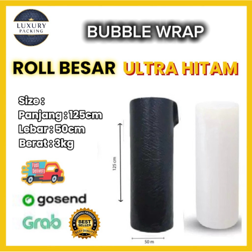 Jual Luxury Packing | Bubble Wrap Instant 125cm x 50m Hitam Saja Tebal ...