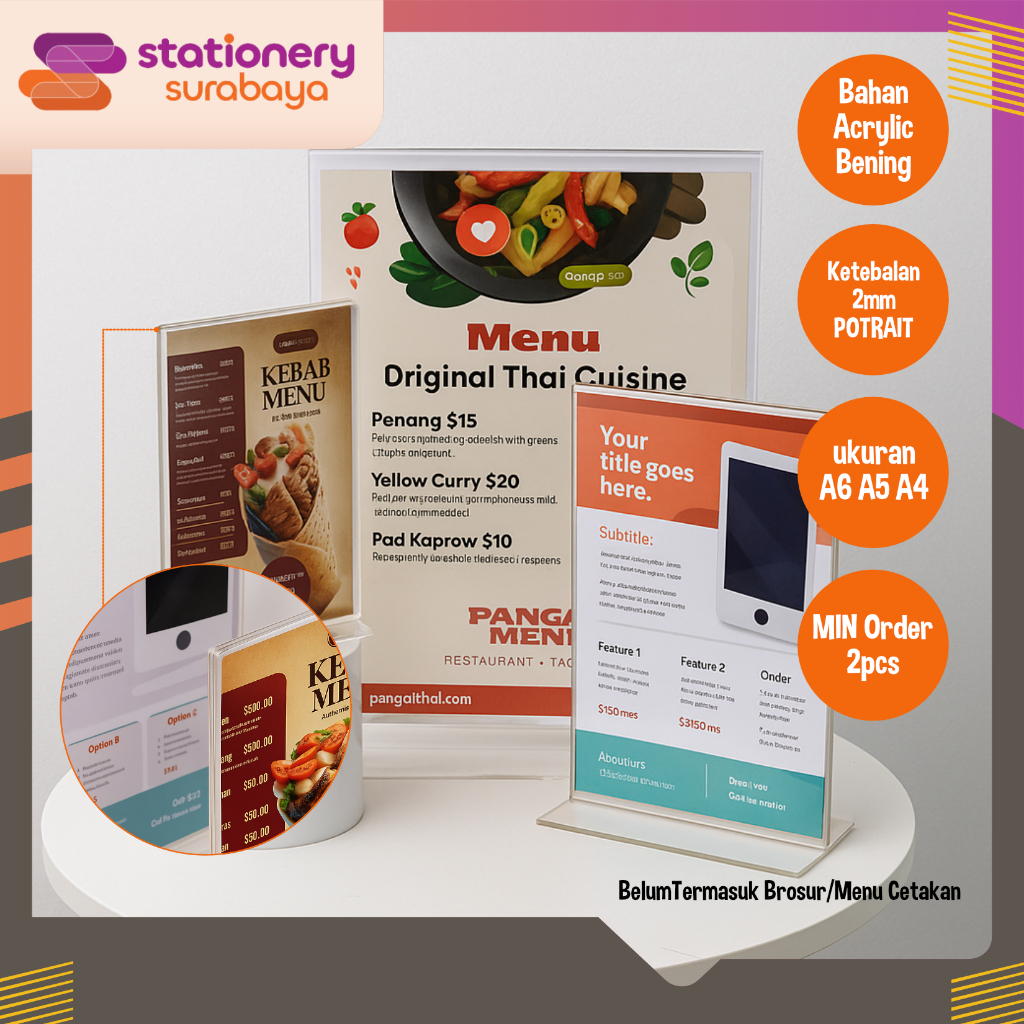Jual Display Menu Acrylic Standing Akrilik Papan Tempat Meja Minimalis ...