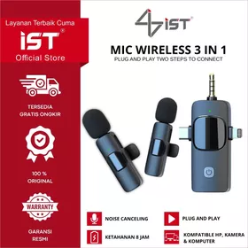 IST 3 IN 1 Mic Wireless Clip On 2 Microphone Wireless Clip On Noise Reduction Mikrofon Konten