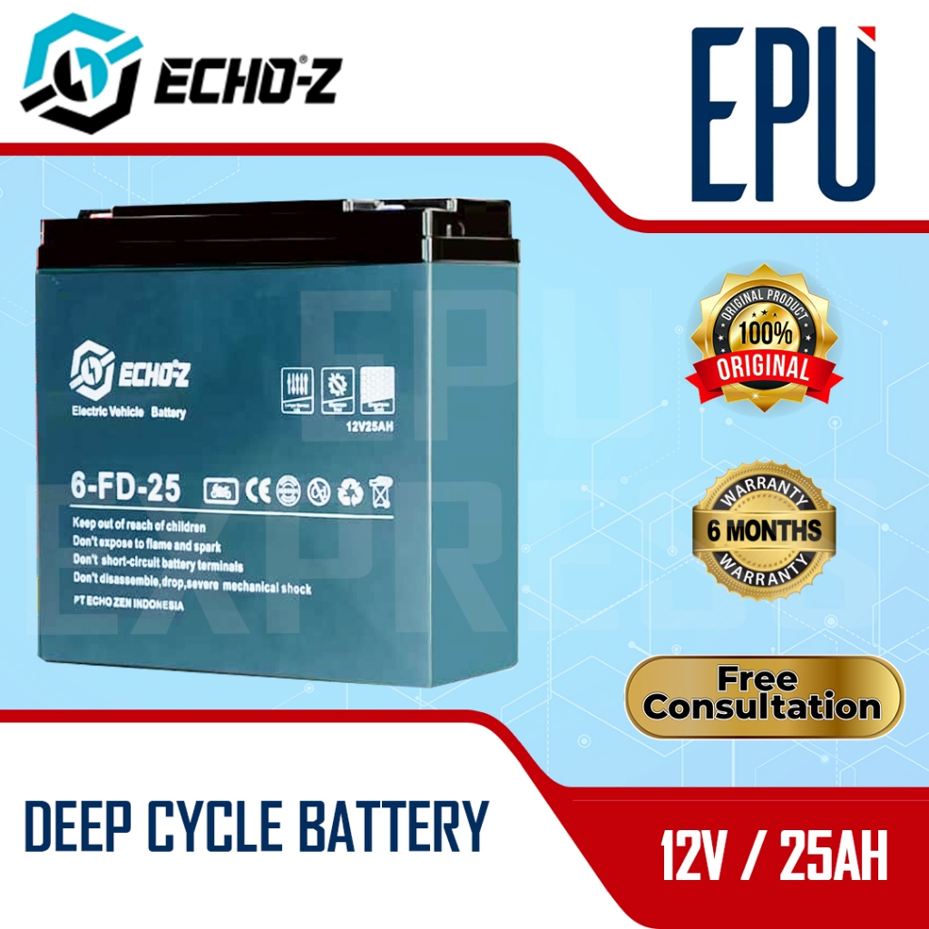 Aki Selis Echo-Z 12V 25AH Echo-Z Aki Sepeda Listrik 12V 25AH Aki Motor Listrik