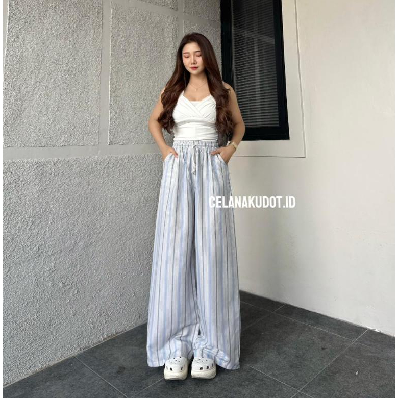 Celanakudot - Everyday Pants Strip Celana Panjang Wanita Baggy Kantor Kuliah Kul - foto 2