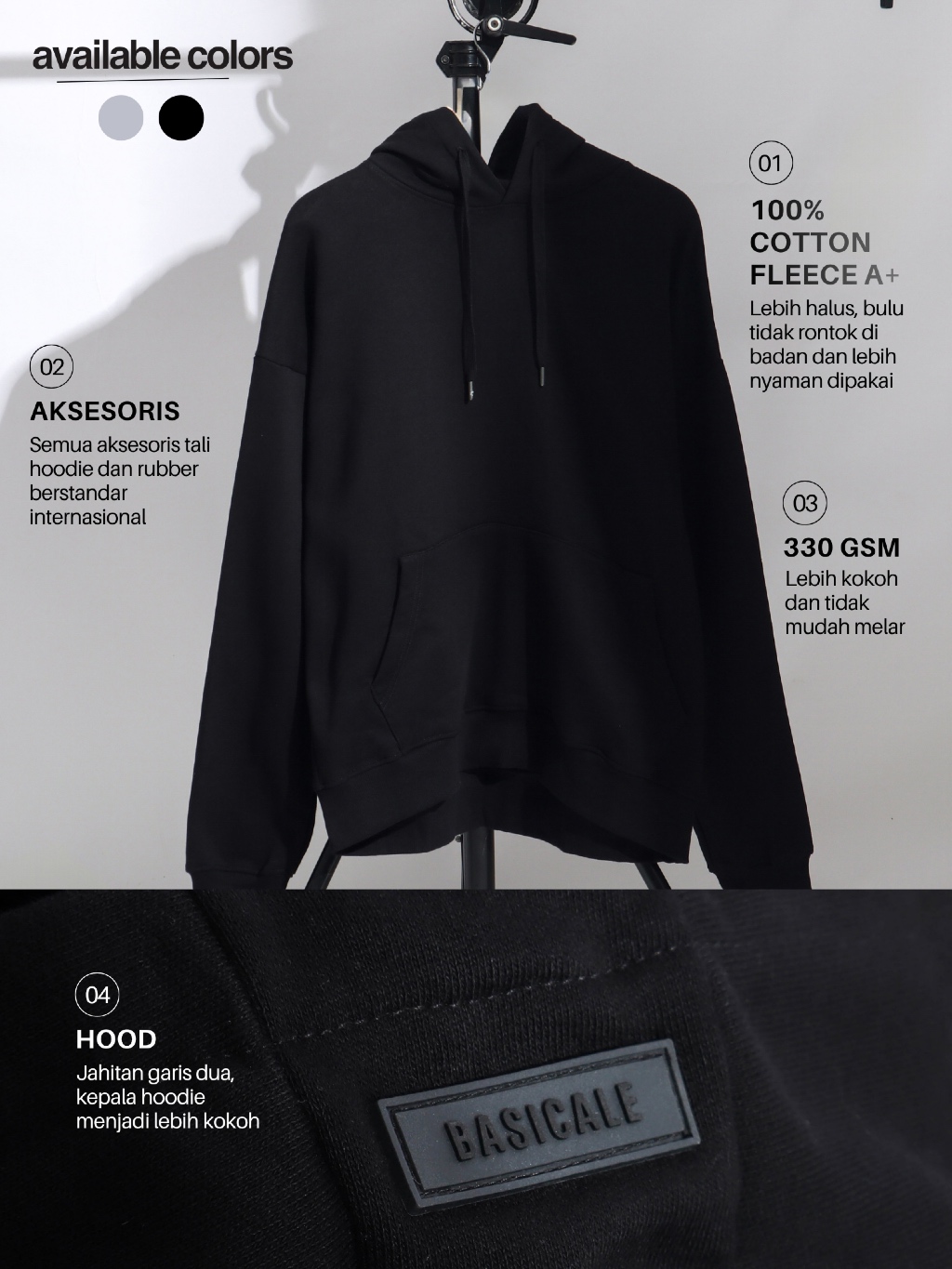Jual Basicale Hoodie Oversize Heavyweight Cotton Fleece Misty Grey Abu ...