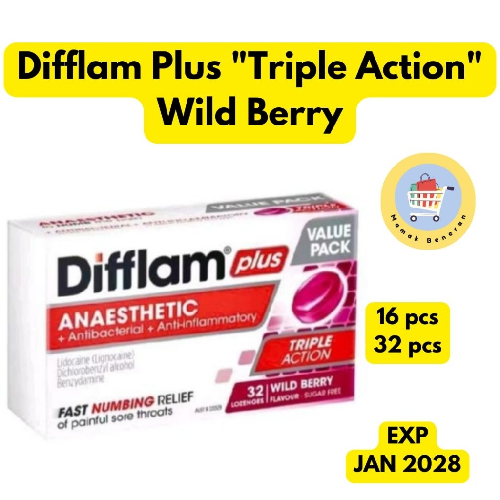 Jual Difflam Dual / Triple action Honey lemon / wild berry 16 / 32 / 48 ...