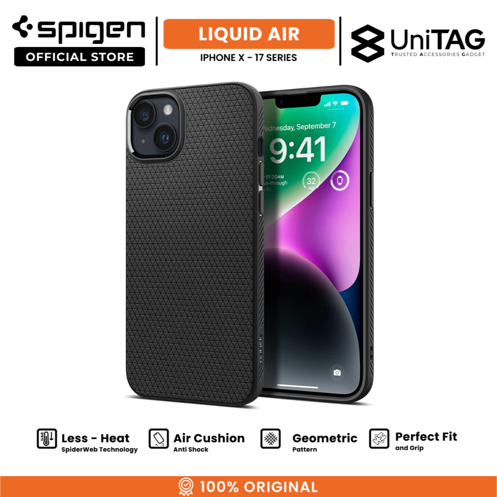 Case iPhone 17 16 15 14 13 12 11 XS Max XS X XR Spigen Liquid Air Anti  Shock Crack Soft Case Casing - Main Image