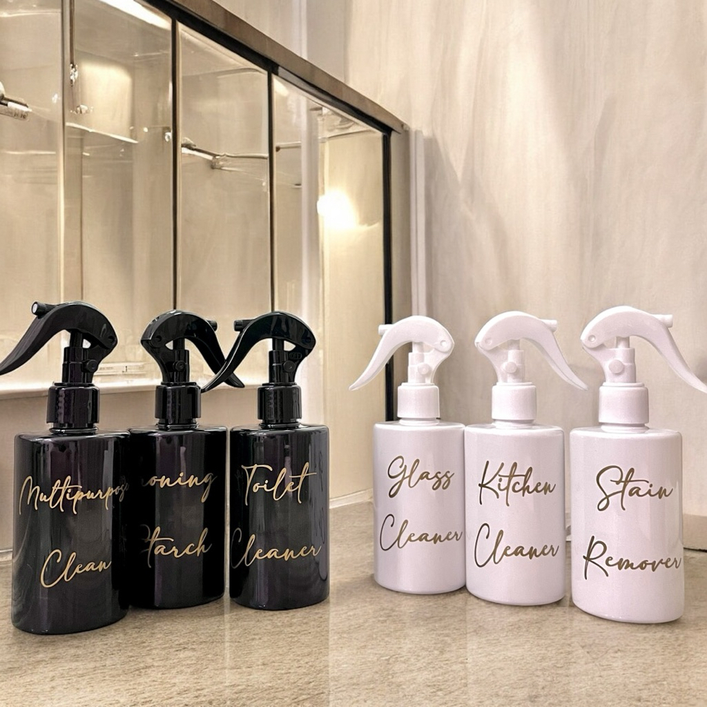 Jual botol HITAM PUTIH EXCLUSIVE 250ML SPRAY GOLD CHIC aesthetic bottle ...