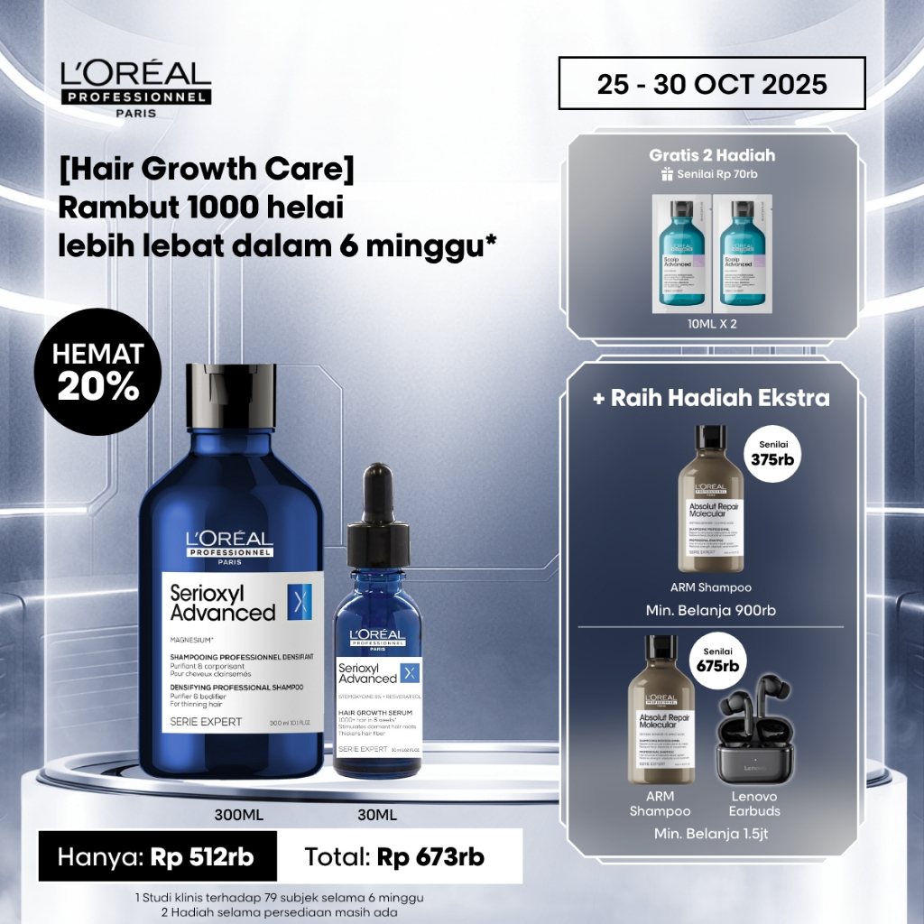 Jual [BARU] Serioxyl Advanced Serum 30ml & Serioxyl Shampoo 300ml ...