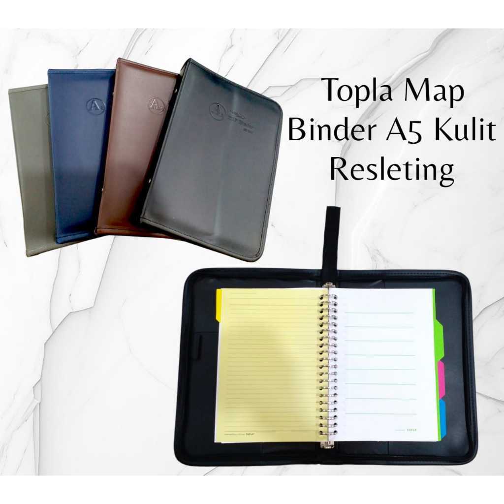 Jual Topla A5 Map Binder Kulit Resleting | Shopee Indonesia