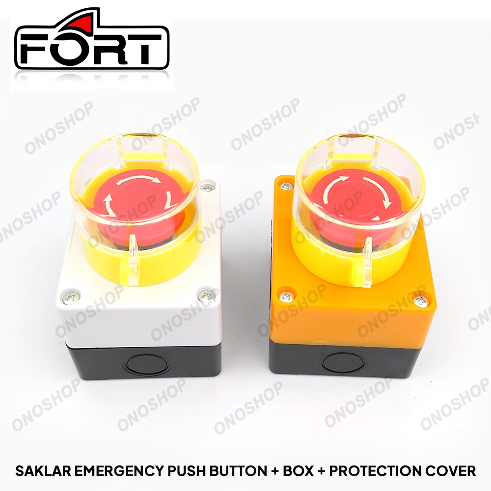 Jual Saklar Emergency Push Button + Box + Protection Cover | Shopee ...