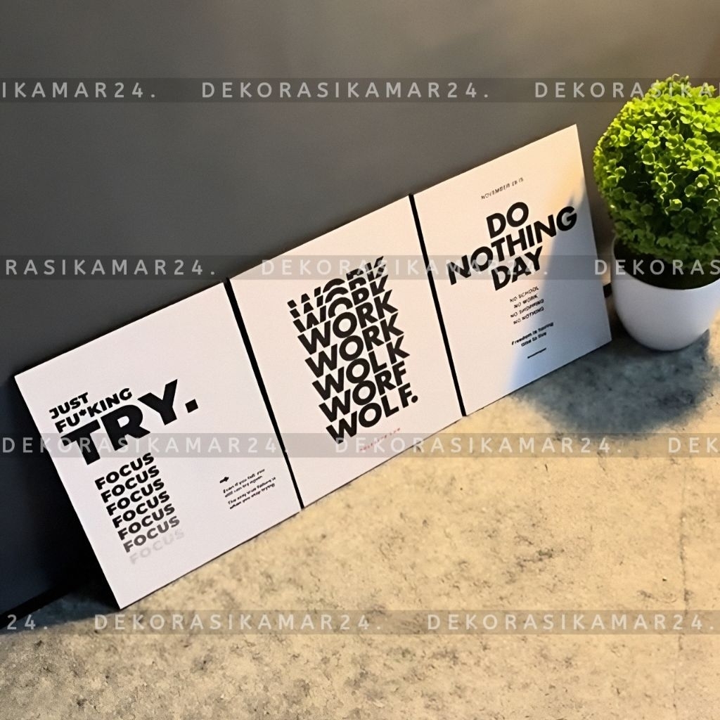 Poster dinding motivasi aesthetic black and white Hiasan dinding kamar quotes Pajangan Wall decor