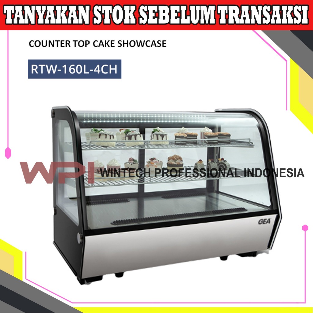 Jual Gea RTW-160L-4CH Counter Top Curve Cake Showcase / Cake Display ...