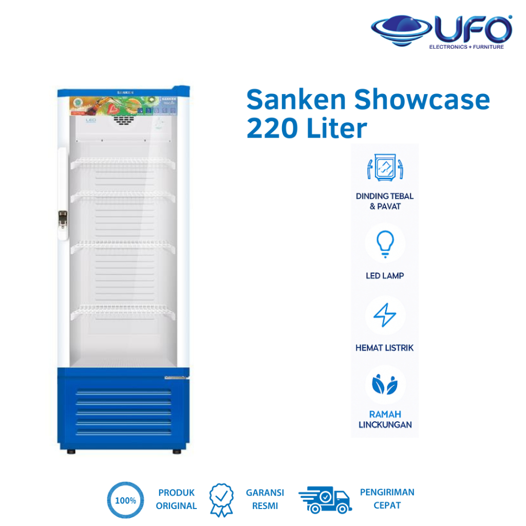 Jual Sanken Showcase 220 Liter SRS225BLUE | Shopee Indonesia