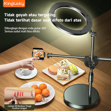 KINGLUCKY K5 Tripod Overhead Stand Hp Lampu Tripod Meja Konten Live Streaming