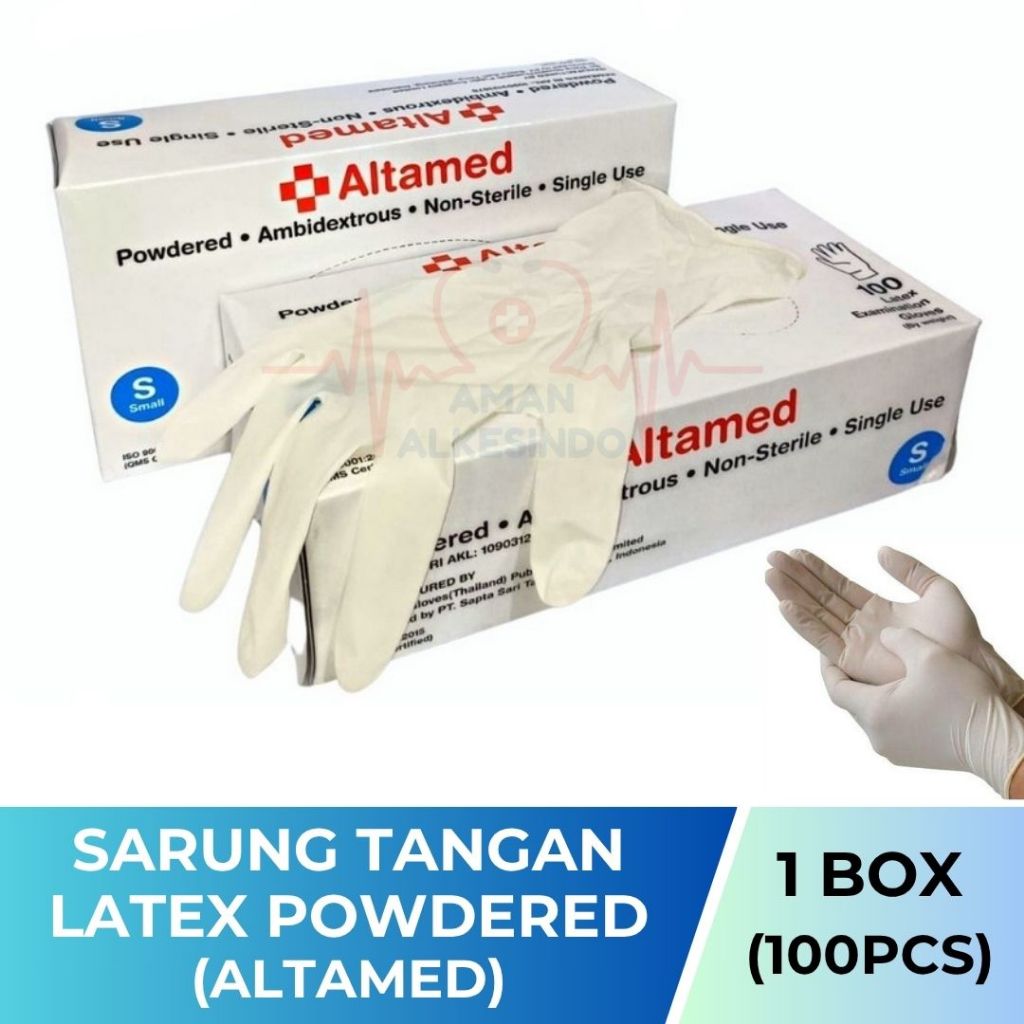 Jual ALTAMED Sarung Tangan Latex Powdered Per Box isi 100 Pcs ...