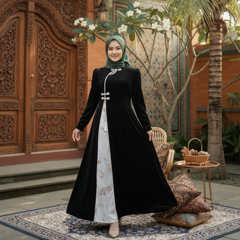 Jual Long Dress hijab friendly Rok dress dress batik mewah dress cheongsam  cheongsam dress panjang K025 | Shopee Indonesia