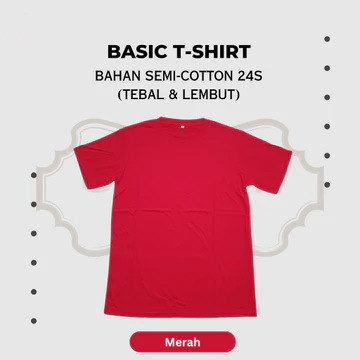 Tebal Kaos Polos Pria Wanita Lengan Pendek Semi Cotton 24s Premium Reguler Fit Dewasa Lembut