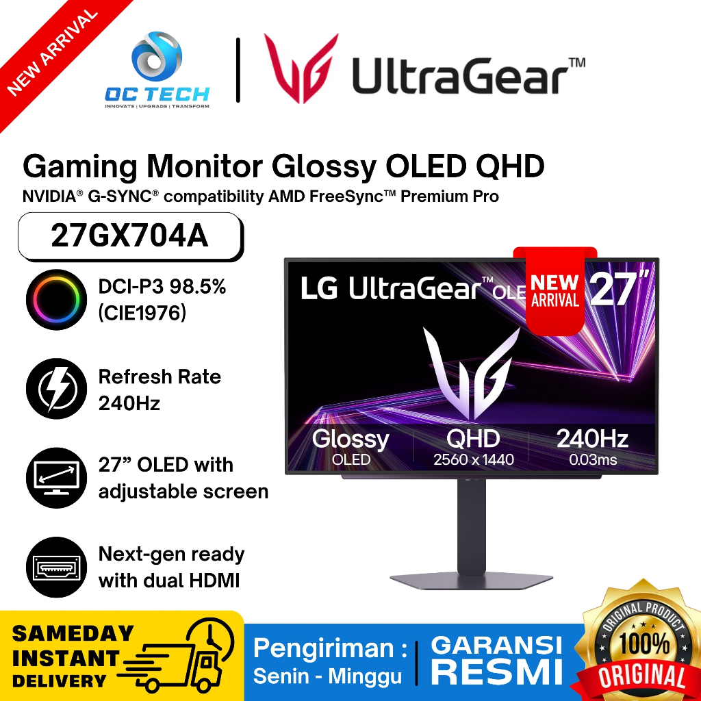 Jual Monitor Gaming LG Ultragear 27GX704A 27" OLED 1440p 2K QHD 240Hz ...