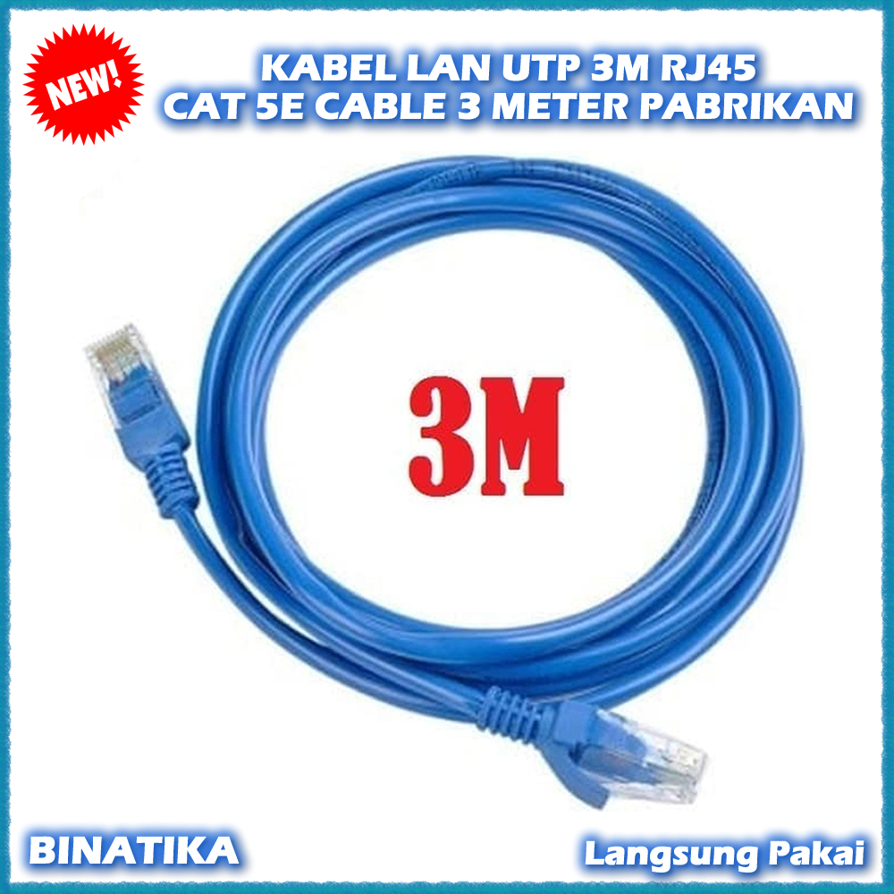 Jual KABEL LAN UTP 3M RJ45 CAT 5E CABLE 3 METER PABRIKAN | Shopee Indonesia