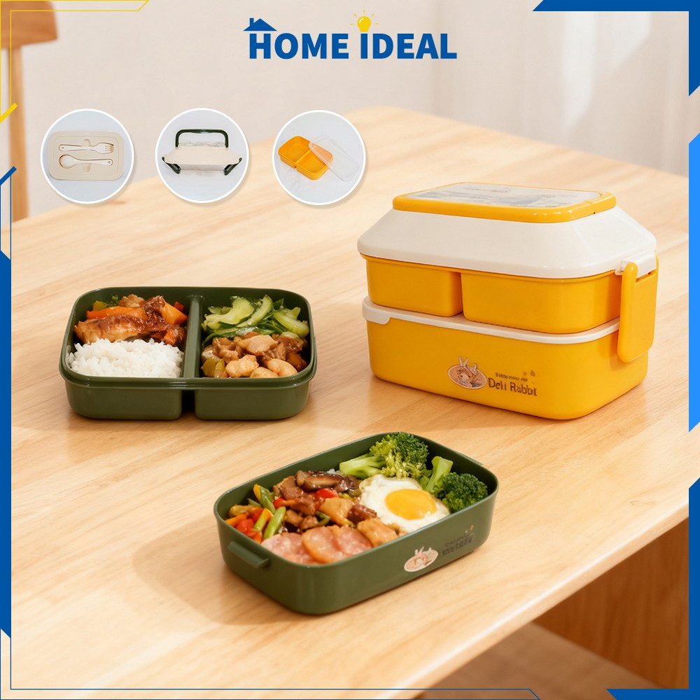 Jual Lunch Box Set Anti Tumpah 2 Tingkat dengan Sendok Garpu Praktis ...