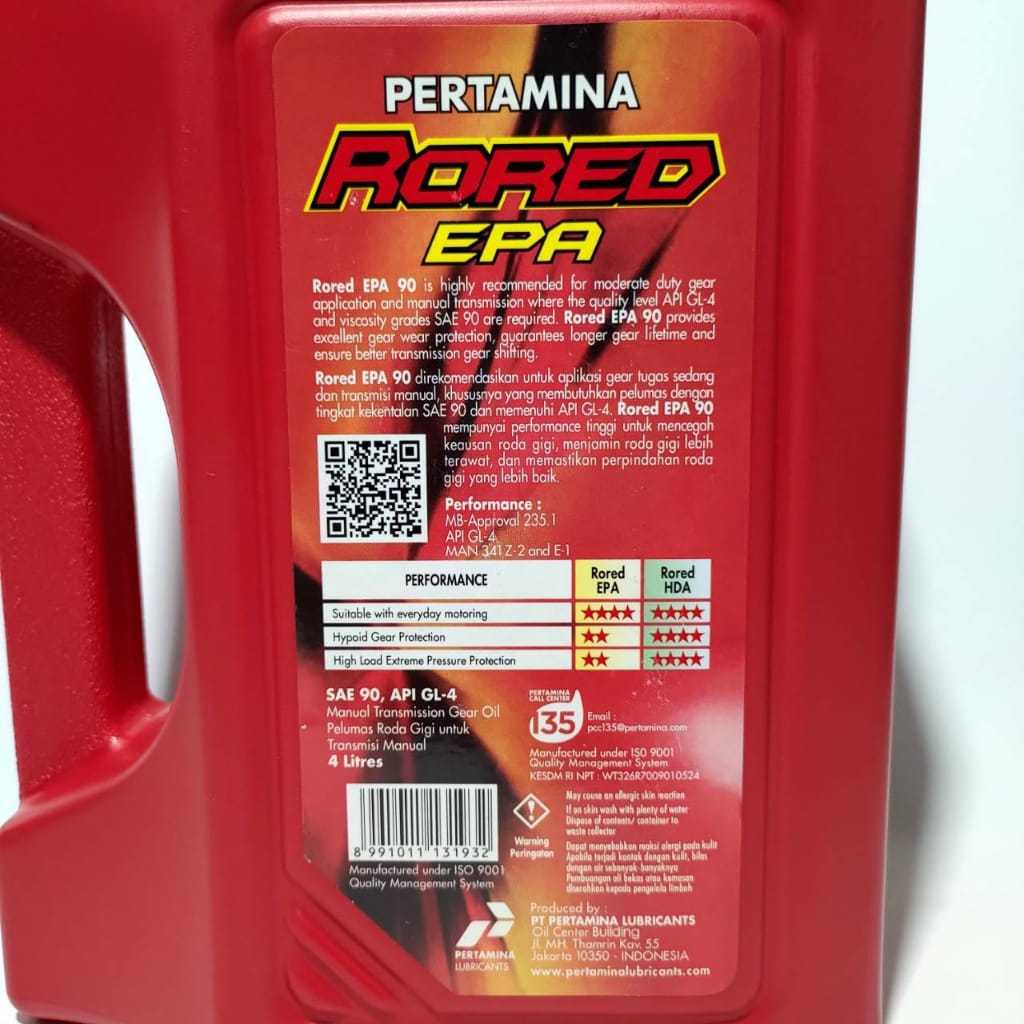 Jual Pertamina Rored EPA SAE 90 4 Liter API GL-4 Oli Transmisi Manual ...
