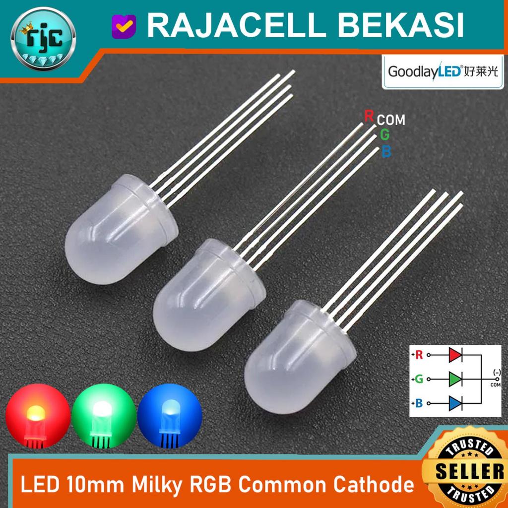 Jual LED RGB Diffused 10mm 3 warna Common Cathode 4 kaki Round 1cm ...