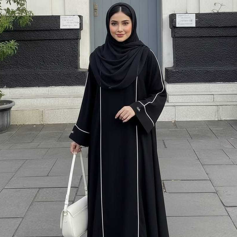 Gamis Abaya Turkiye Mewah Elegan Set Hijab Bahan Crinkle Airflow Ukuran (s M L X - foto 2