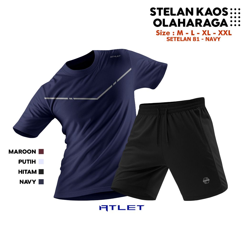 Stelan Kaos Olahraga Baju Futsal Fitness Gym Running Speda Jogging Bahan DryFit Premium