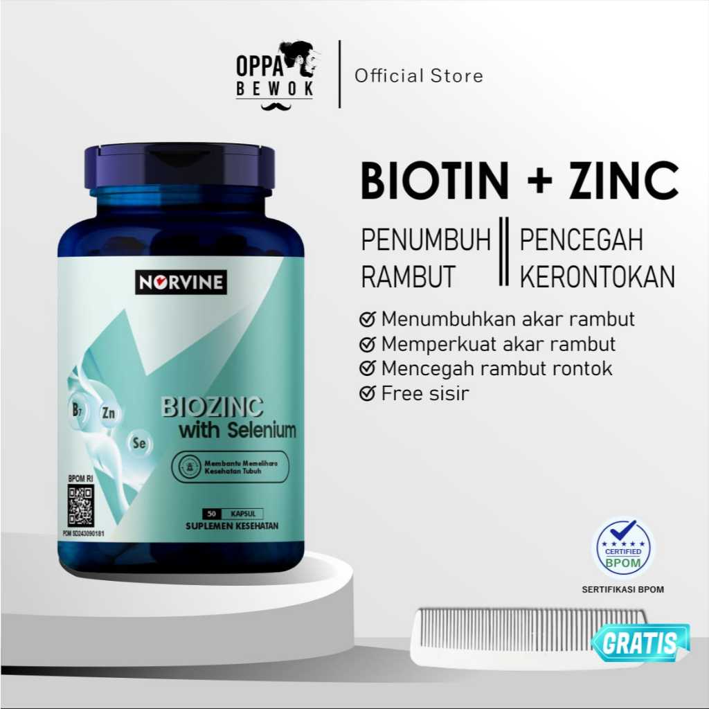 Jual NORVINE - Vitamin Biotin Pelebat Brewok Dan Penumbuh Rambut ...