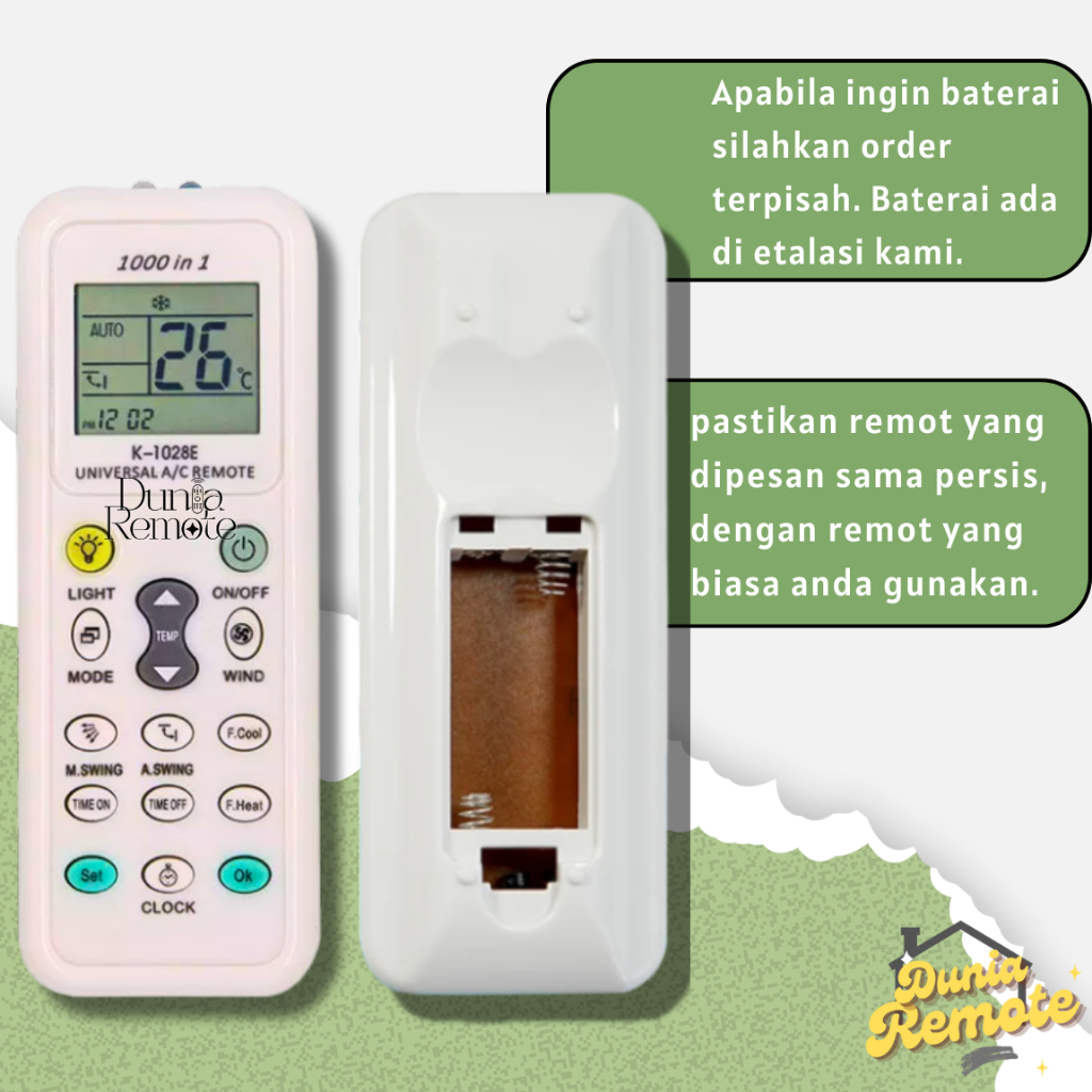 Jual Remot Remote AC Multi UNIVERSAL K-1028E bisa untuk Berbagai macam ...