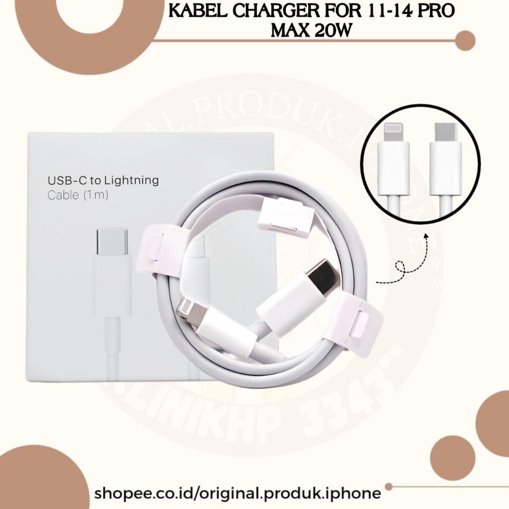 Jual KABEL CHARGER CAS LIGHTNING TYPE C 20W IP 11-11 PRO-11 PRO MAX-12 ...