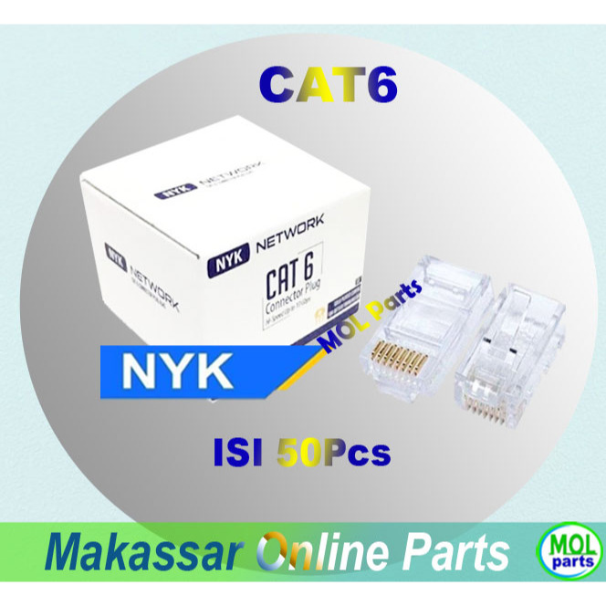 Jual Connector Konektor RJ45 Cat6 Cat 6 Isi 50Pcs NYK | Shopee Indonesia