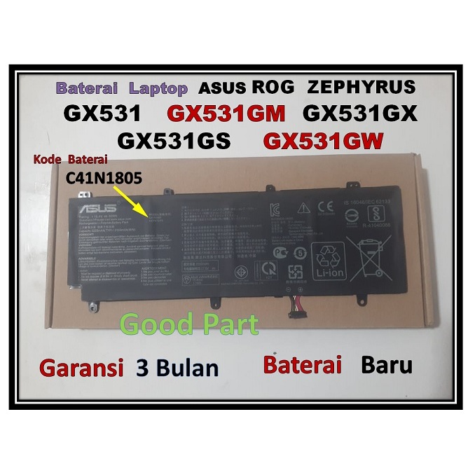 Jual ASUS Baterai Laptop ROG ZEPHYRUS GX531 GX531GM GX531GX GX531GS ...