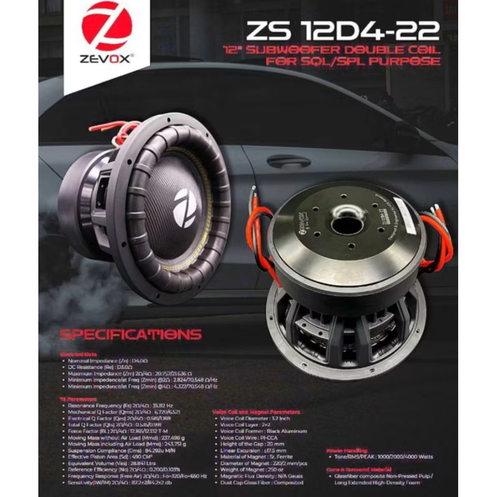 Jual subwoofer 12 inch zevox zs 12D4 22 SPL SQL by vox research ...