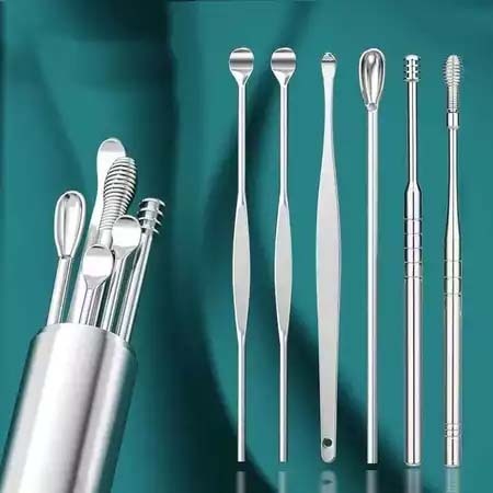 Jual Set Pembersih Telinga Stainless Tahan Karat 6 in 1 Earwax | Shopee ...