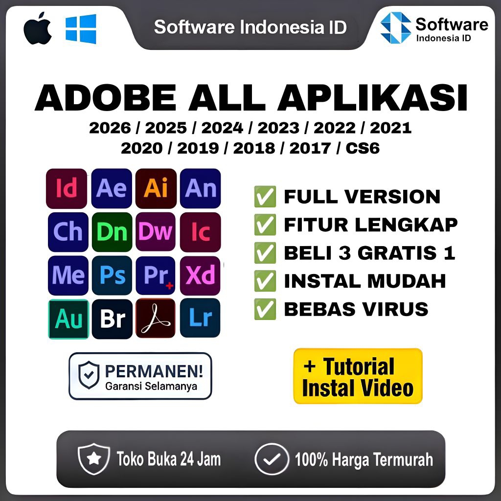 Jual Adobe All Aplikasi 2025 - 2017 (Photoshop, Illustrator, premiere ...
