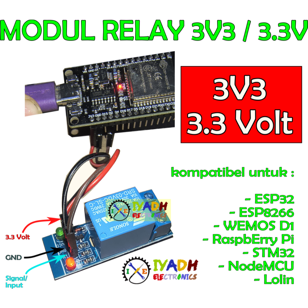 Jual Modul Relay 3V 3V3 3.3 Volt untuk ESP8266 ESP32 ESP-01 WEMOS relay ...