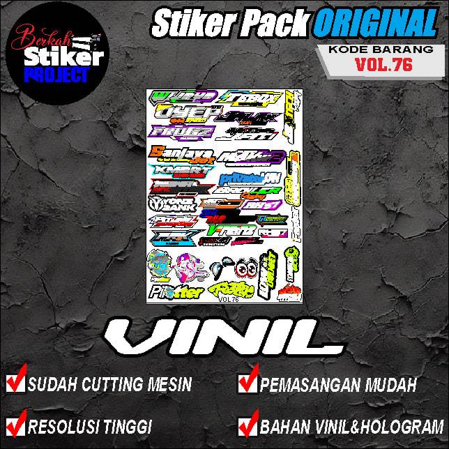 Jual (cod) stickerpack DISTRO VOL 76(1 set isi 34pcs) sudah dipotong ...