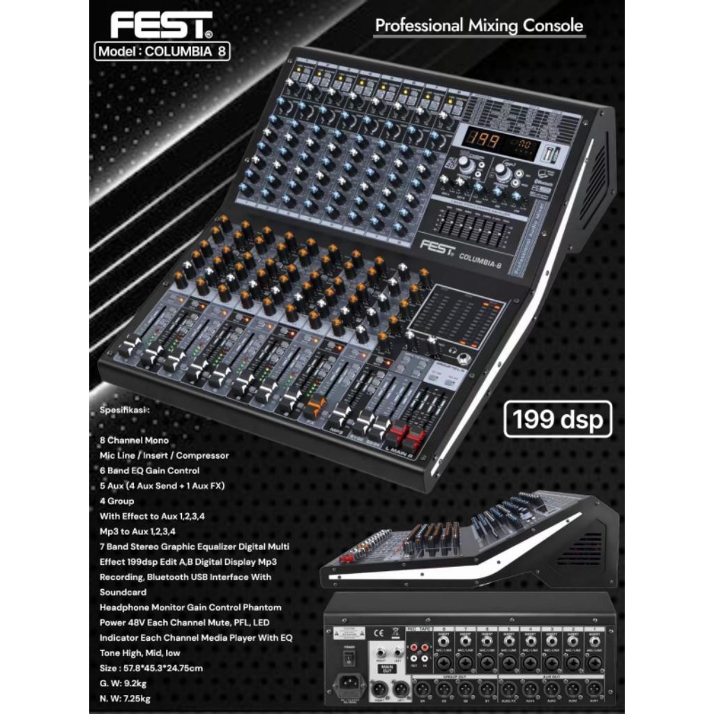 Jual Mixer audio Fest Columbia 8 8channel original | Shopee Indonesia
