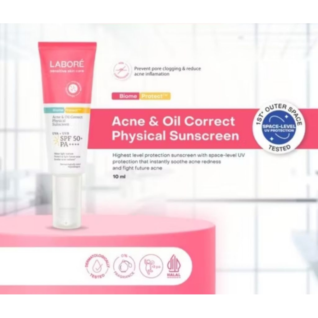 Jual LABORE ACNE & OIL CORRECT PHYSICAL SUNSCREEN SPF 50++++ 10ml ...