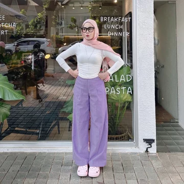 City Pants Celana Panjang Wanita Kantor Kerja Kuliah Tidur Santai Motif Garis Kulot Pinstripe