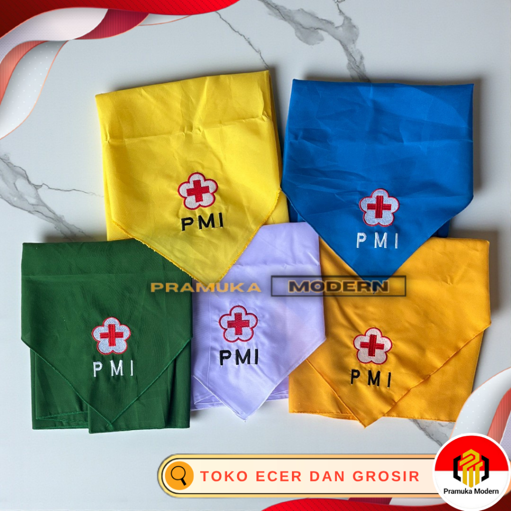 Jual Syal Slayer PMI Bordir Tebal / Syal PMI Hijau Biru Putih Kuning ...