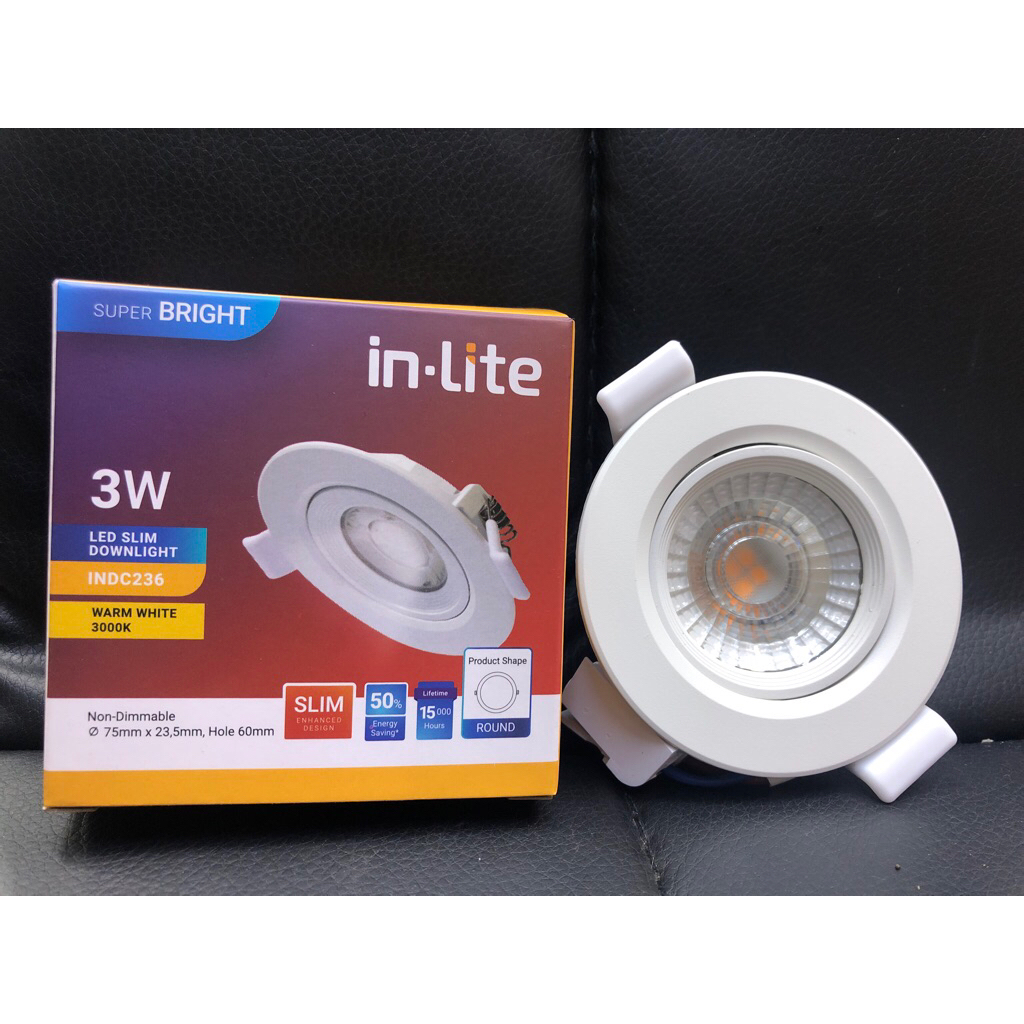 Jual lampu spotlight LED SLIM DOWNLIGHT inlite INDC236 3WATT 220V ...