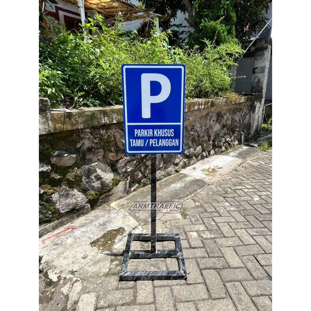 Jual SIGN CUSTOM PARKIR KHUSUS PELANGGAN BIRU 35 X 50 CM | TIANG 120 X ...
